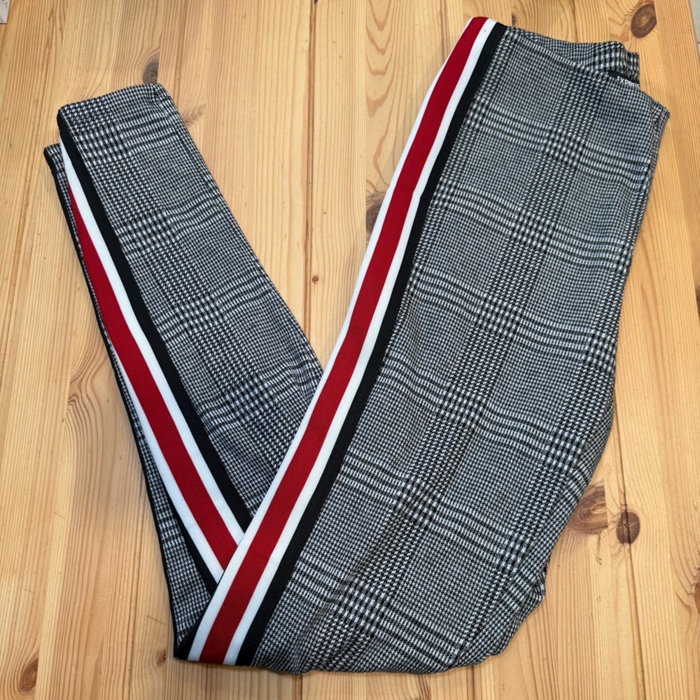 Express Plaid Side Stripes Leggings Trouser Ankle Pants Small